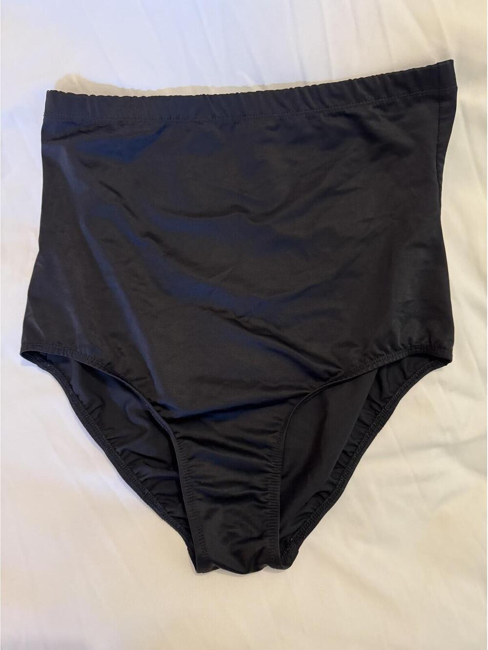 High-Waisted Black Swim Bottoms - Size 16
